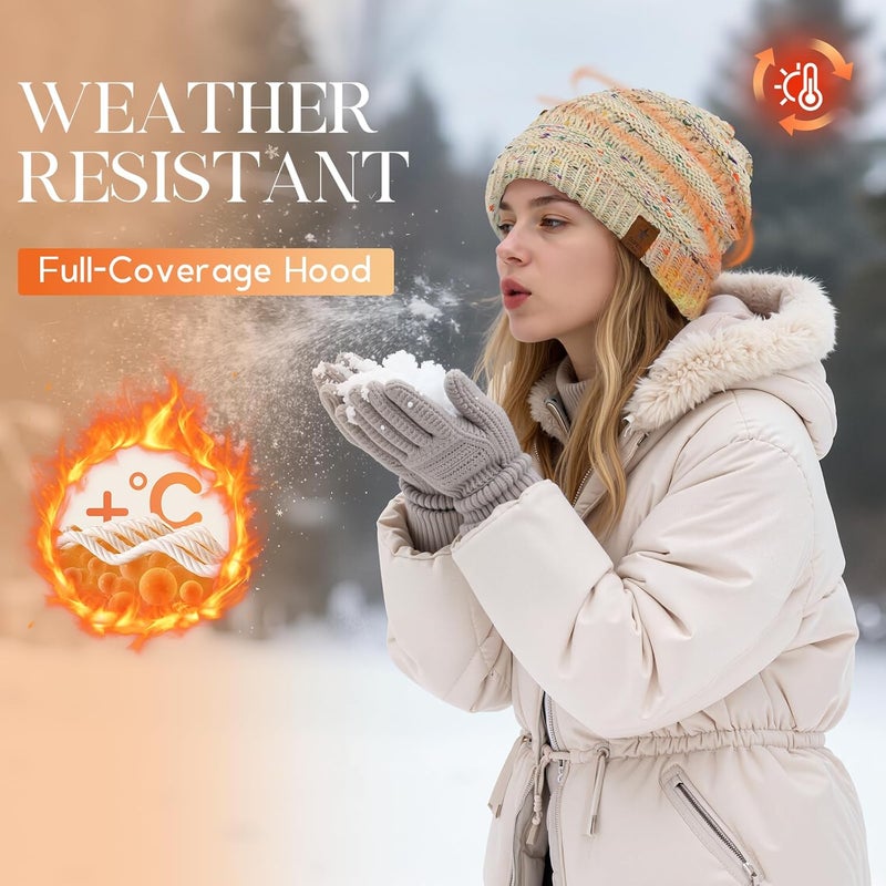 Durio Womens Knit Beanie Winter Thick Solid Fleece Lined Beanie Hats for Women Men Unisex Warm Skiing Beanies - Image 4